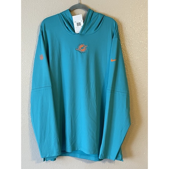 Men's 3XL NWT‎ Miami Dolphins Nike Dri-Fit Performance Hoodie Aqua